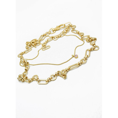 SET DE COLLAR / DOS CADENAS LAMINADAS EN ORO GARANTIZADAS  INCLUYE CADENA FRAMBUESA 2022