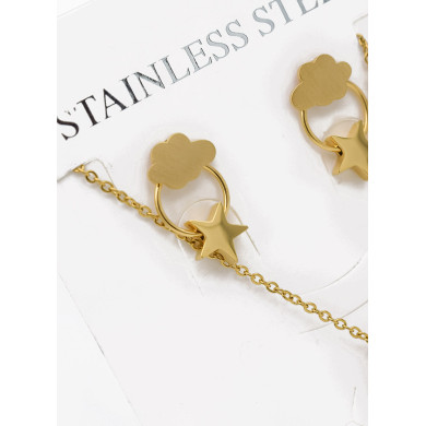 SET DE COLLAR, DIJE Y ARETES EN ACERO INOXIDABLE 316L  INCLUYE CADENA FRAMBUESA 2022