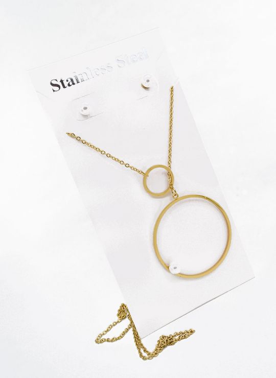 SET DE COLLAR, DIJE Y ARETES EN ACERO INOXIDABLE 316L  INCLUYE CADENA FRAMBUESA 2022