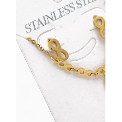 SET DE COLLAR, DIJE Y ARETES EN ACERO INOXIDABLE 316L  INCLUYE CADENA FRAMBUESA 2022
