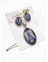 SET DE COLLAR, DIJE Y ARETES EN ACERO INOXIDABLE 316L  INCLUYE CADENA FRAMBUESA 2022