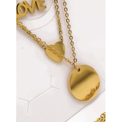 SET DE COLLAR, DIJE Y ARETES EN ACERO INOXIDABLE 316L  INCLUYE CADENA FRAMBUESA 
