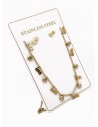 SET DE COLLAR, DIJE Y ARETES EN ACERO INOXIDABLE 316L  INCLUYE CADENA FRAMBUESA 