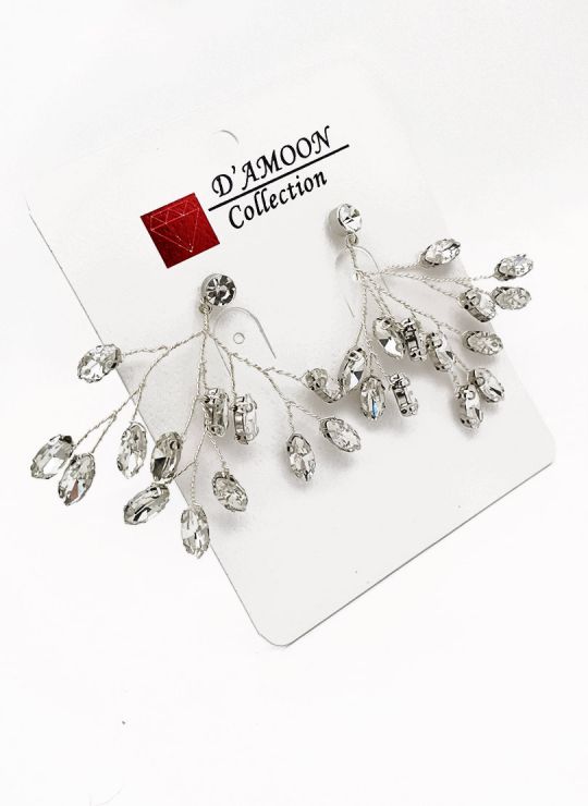 ARETES EN BISUTERIA FINA CON BRILLANTES Y MICROCIRCONES DISEÑO D/AMOON COLECCION