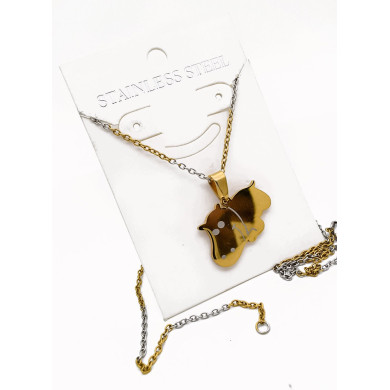 SET DE COLLAR, DIJE EN ACERO INOXIDABLE 316L  INCLUYE CADENA FRAMBUESA 