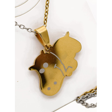 SET DE COLLAR, DIJE EN ACERO INOXIDABLE 316L  INCLUYE CADENA FRAMBUESA 