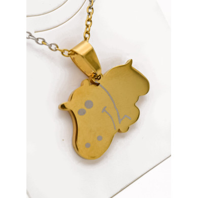 SET DE COLLAR, DIJE EN ACERO INOXIDABLE 316L  INCLUYE CADENA FRAMBUESA 