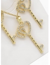 SET DE COLLAR, DIJE Y ARETES EN RODIO CON MICROCIRCIONES  INCLUYE CADENA FRAMBUESA 