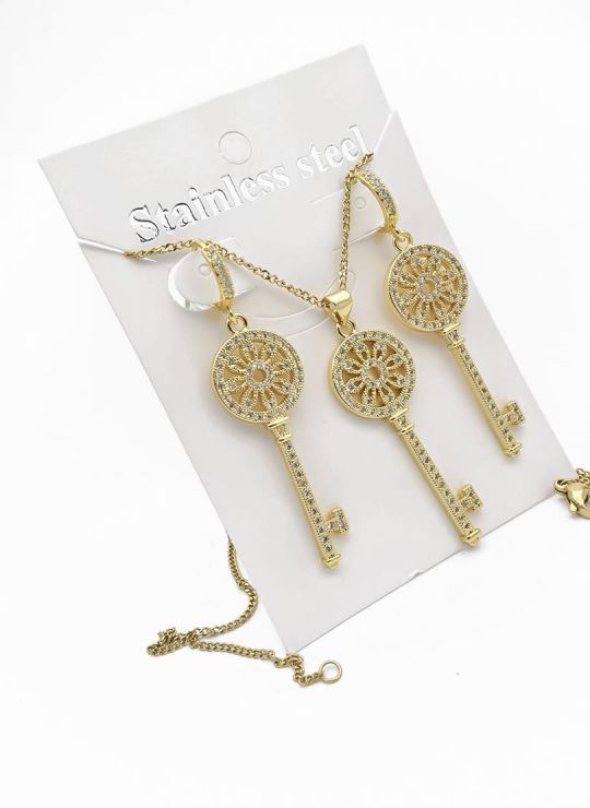 SET DE COLLAR, DIJE Y ARETES EN RODIO CON MICROCIRCIONES / GARANTIA 4 MESES  INCLUYE CADENA FRAMBUESA 