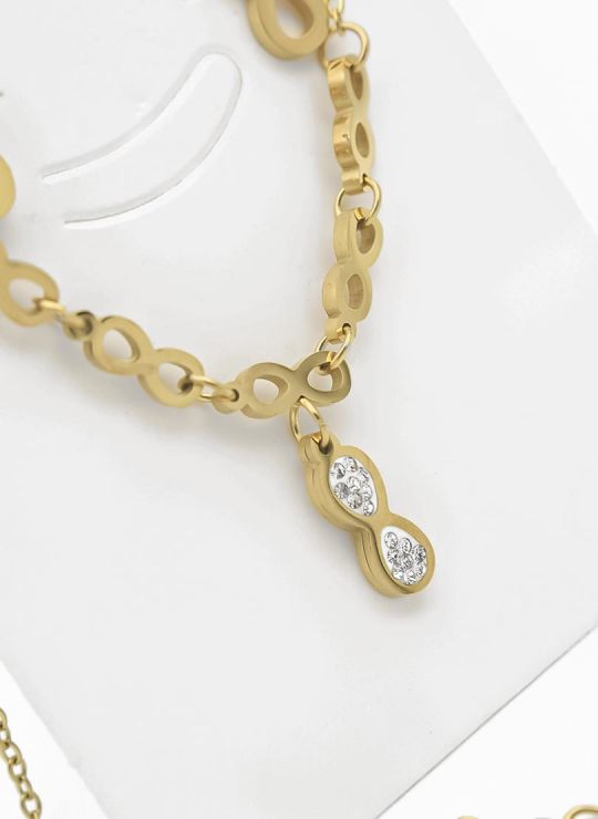 SET DE COLLAR, DIJE Y ARETES EN ACERO INOXIDABLE 316L INCLUYE CADENA FRAMBUESA 