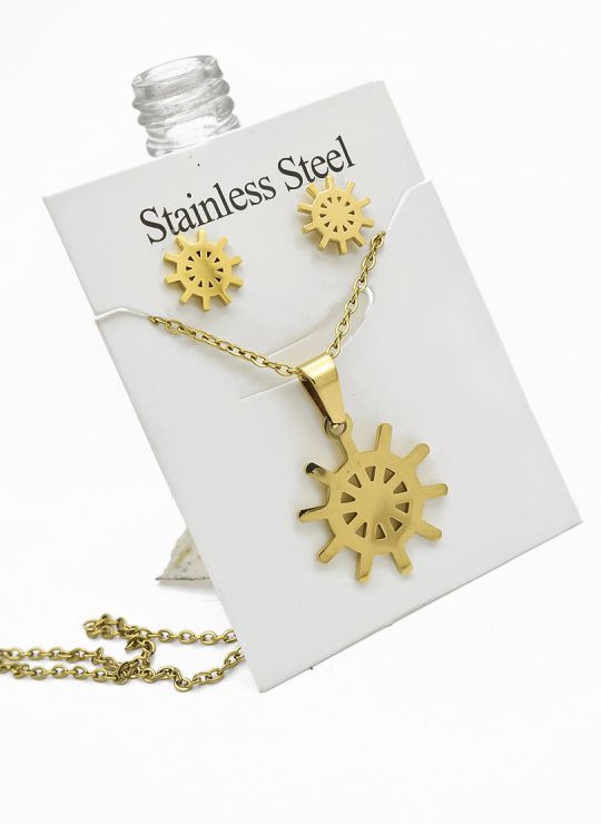 LOTE DE COLLARES EN ACERO INOXIDABLE X 50 UNIDADES/ INCLUYE ARETES, CADENA Y DIJE TIPO ECO