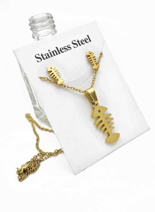 LOTE DE COLLARES EN ACERO INOXIDABLE X 50 UNIDADES/ INCLUYE ARETES, CADENA Y DIJE TIPO ECO