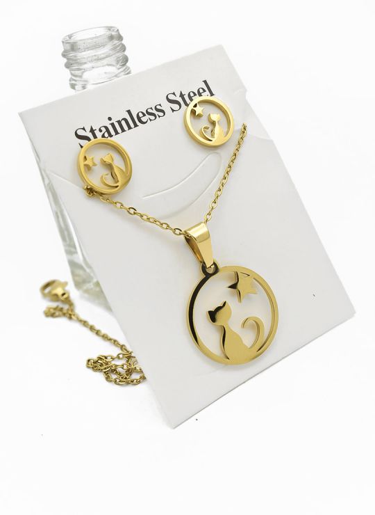 LOTE DE COLLARES EN ACERO INOXIDABLE X 50 UNIDADES/ INCLUYE ARETES, CADENA Y DIJE TIPO ECO