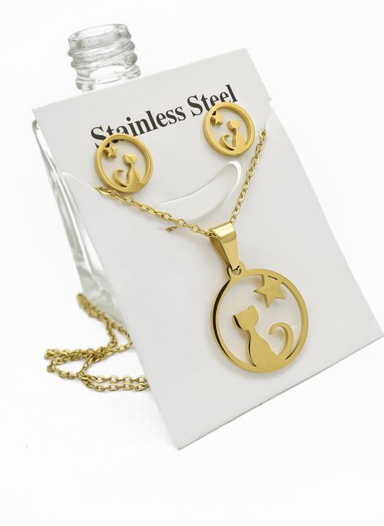 LOTE DE COLLARES EN ACERO INOXIDABLE X 50 UNIDADES/ INCLUYE ARETES, CADENA Y DIJE TIPO ECO