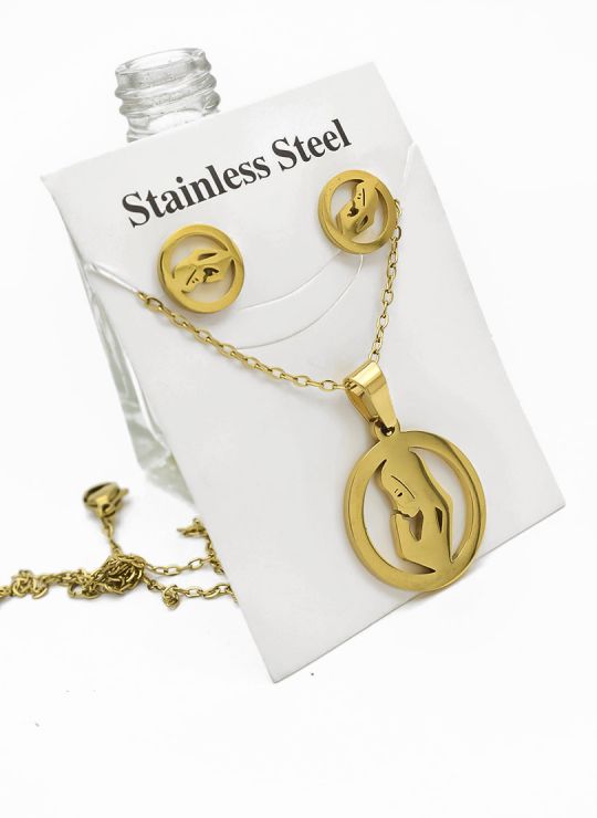 LOTE DE COLLARES EN ACERO INOXIDABLE X 50 UNIDADES/ INCLUYE ARETES, CADENA Y DIJE TIPO ECO
