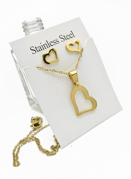 LOTE DE COLLARES EN ACERO INOXIDABLE X 50 UNIDADES/ INCLUYE ARETES, CADENA Y DIJE TIPO ECO