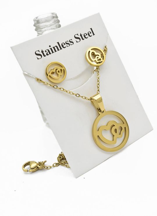 LOTE DE COLLARES EN ACERO INOXIDABLE X 50 UNIDADES/ INCLUYE ARETES, CADENA Y DIJE TIPO ECO