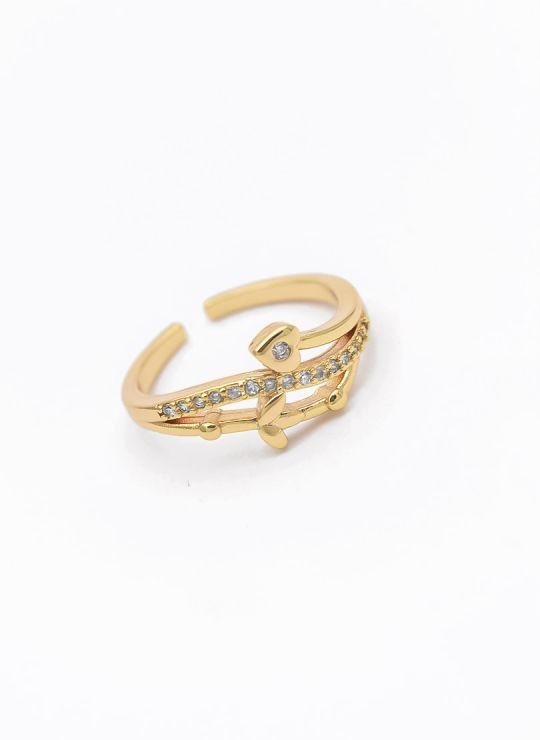 LOTE   X 20 UNIDADES DE ANILLOS GRADUABLES  CON MICROCIRCONES EN COVERGOLD