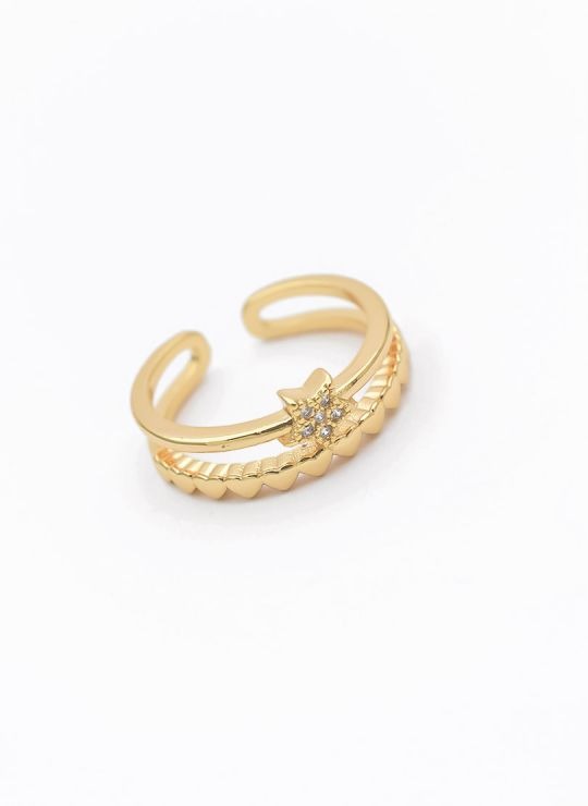LOTE   X 20 UNIDADES DE ANILLOS GRADUABLES  CON MICROCIRCONES EN COVERGOLD