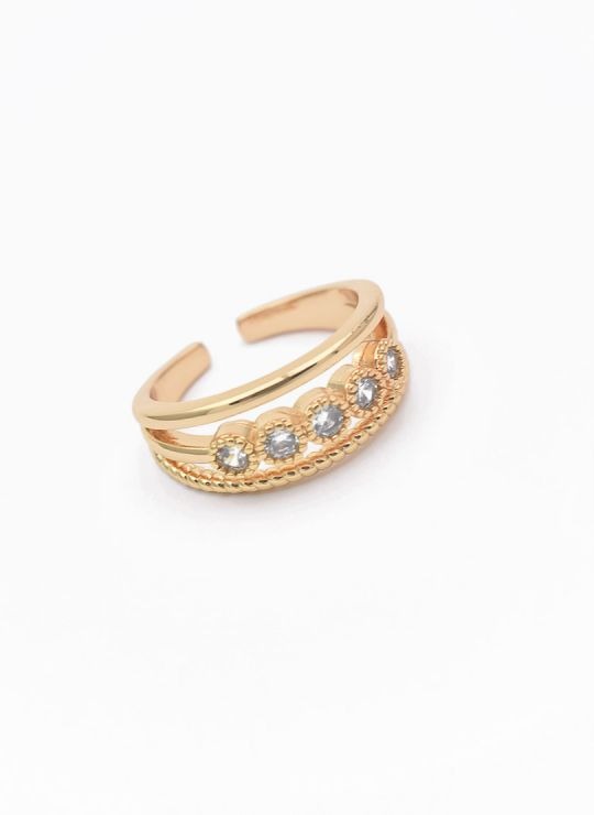 LOTE   X 20 UNIDADES DE ANILLOS GRADUABLES  CON MICROCIRCONES EN COVERGOLD