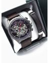 LOTE X 6 UNIDADES SET  RELOJ CUERO CON PULSERA PLACA EN ACERO NEOPRENO CON ESTUCHE TIPO CASIO DE LUJO