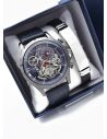 LOTE X 6 UNIDADES SET  RELOJ CUERO CON PULSERA PLACA EN ACERO NEOPRENO CON ESTUCHE TIPO CASIO DE LUJO