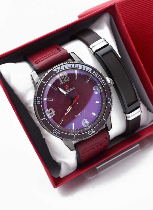 LOTE X 6 UNIDADES SET  RELOJ CUERO CON PULSERA PLACA EN ACERO NEOPRENO CON ESTUCHE TIPO CASIO DE LUJO