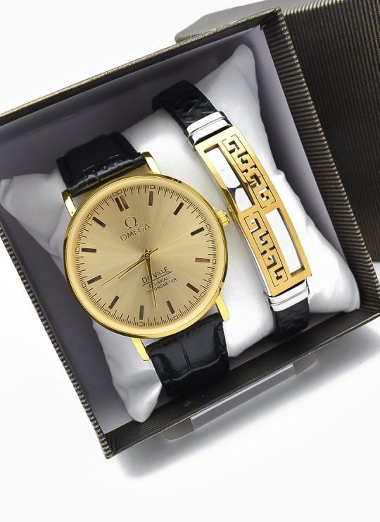 LOTE X 6 UNIDADES SET  RELOJ CUERO CON PULSERA PLACA EN ACERO NEOPRENO CON ESTUCHE TIPO CASIO DE LUJO