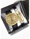 LOTE X 6 UNIDADES SET  RELOJ CUERO CON PULSERA PLACA EN ACERO NEOPRENO CON ESTUCHE TIPO CASIO DE LUJO