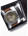 LOTE X 6 UNIDADES SET  RELOJ CUERO CON PULSERA PLACA EN ACERO NEOPRENO CON ESTUCHE TIPO CASIO DE LUJO