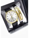 LOTE X 6 UNIDADES SET  RELOJ CUERO CON PULSERA PLACA EN ACERO NEOPRENO CON ESTUCHE TIPO CASIO DE LUJO