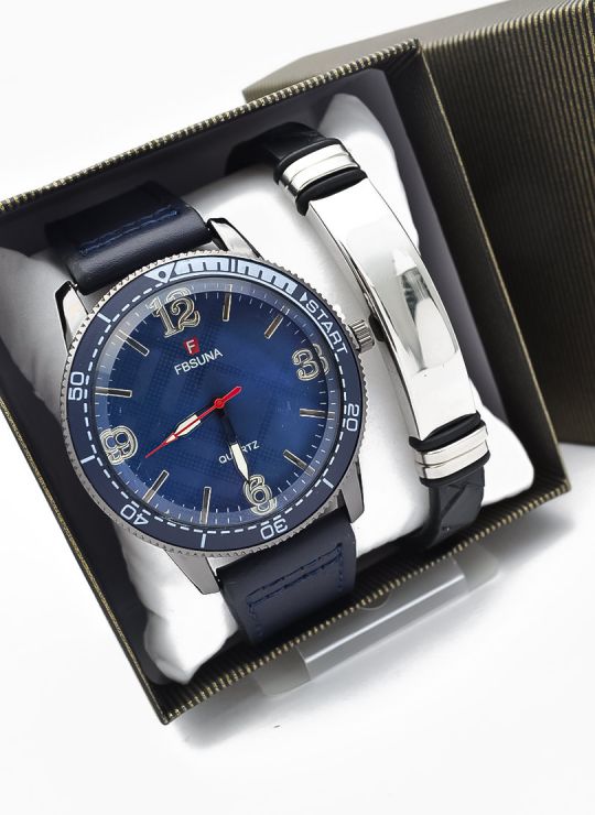 LOTE X 6 UNIDADES SET  RELOJ CUERO CON PULSERA PLACA EN ACERO NEOPRENO CON ESTUCHE TIPO CASIO DE LUJO