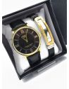 LOTE X 6 UNIDADES SET  RELOJ CUERO CON PULSERA PLACA EN ACERO NEOPRENO CON ESTUCHE TIPO CASIO DE LUJO