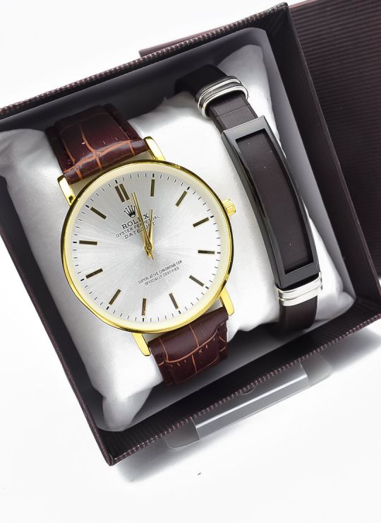 LOTE X 6 UNIDADES SET  RELOJ CUERO CON PULSERA PLACA EN ACERO NEOPRENO CON ESTUCHE TIPO CASIO DE LUJO