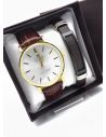 LOTE X 6 UNIDADES SET  RELOJ CUERO CON PULSERA PLACA EN ACERO NEOPRENO CON ESTUCHE TIPO CASIO DE LUJO