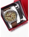 LOTE X 6 UNIDADES SET  RELOJ CUERO CON PULSERA PLACA EN ACERO NEOPRENO CON ESTUCHE TIPO CASIO DE LUJO