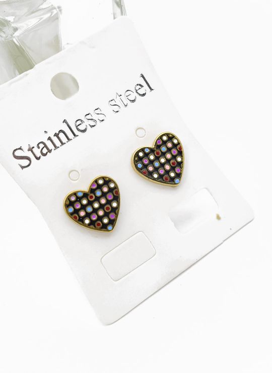 LOTE SURTIDO X 12 UNIDADES DE ARETES ESMALTADOS FIGURAS TIPO TOPO EN ACERO INOXIDABLE