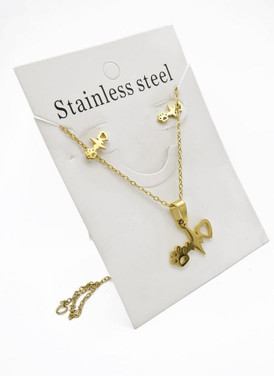 LOTE SURTIDO X 100 UNIDADES DE COLLARES EN ACERO INOXIDABLE / INCLUYE ARETES, CADENA Y DIJE TIPO ECO