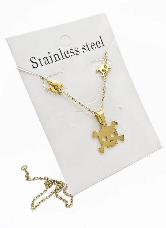 LOTE SURTIDO X 100 UNIDADES DE COLLARES EN ACERO INOXIDABLE / INCLUYE ARETES, CADENA Y DIJE TIPO ECO
