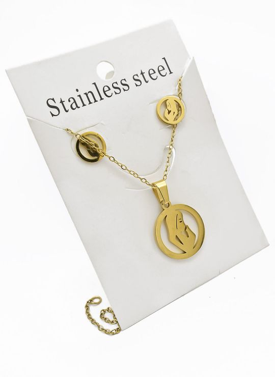 LOTE SURTIDO X 100 UNIDADES DE COLLARES EN ACERO INOXIDABLE / INCLUYE ARETES, CADENA Y DIJE TIPO ECO