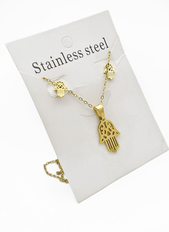 LOTE SURTIDO X 100 UNIDADES DE COLLARES EN ACERO INOXIDABLE / INCLUYE ARETES, CADENA Y DIJE TIPO ECO