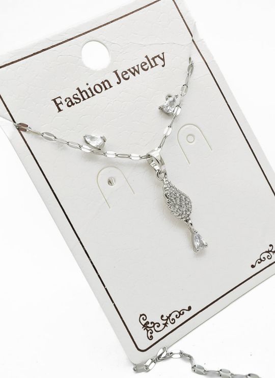SET DE COLLAR, DIJE Y ARETES EN COVERGOLD CON MICROCIRCIONES RODINADO INCLUYE CADENA FRAMBUESA 
