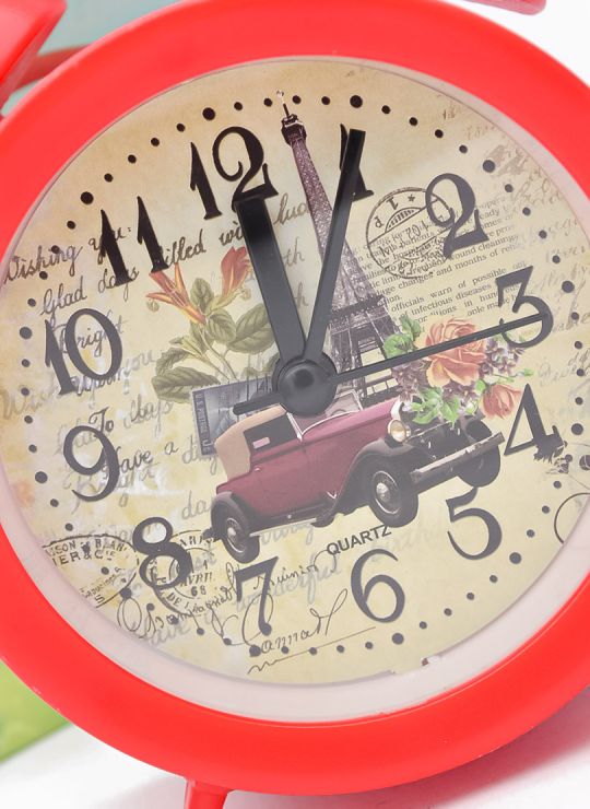 RELOJ 14 X 10 CM ESCRITORIO CON ALARMA  - METALICO / ACRILICO MEDIANO  