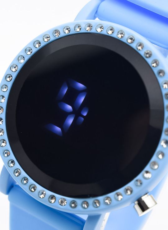 RELOJ LED CALIDAD AA MARCA SK BLUE PULSO GOMA SILICONA  - CUERO - / NO SUMERGIBLE