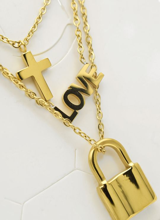 SET DE COLLAR, DIJE Y ARETES EN ACERO INOXIDABLE 316L