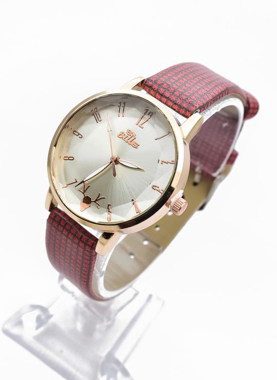 RELOJ ANALOGO CALIDAD AA PULSO CUERO CRISTALES / NO SUMERGIBLE