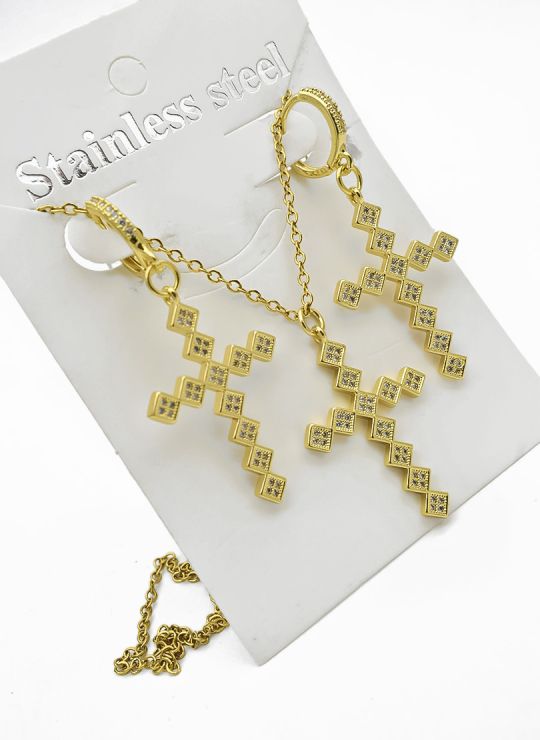SET DE COLLAR, DIJE EN RODIO CON MICROCIRCIONES 