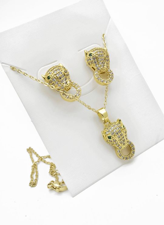 SET DE COLLAR, DIJE EN RODIO CON MICROCIRCIONES 