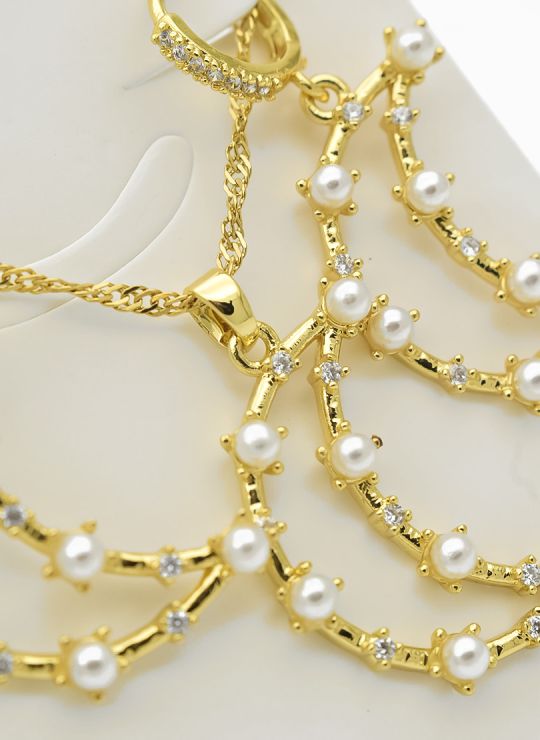 SET DE COLLAR, ARETES, DIJE EN RODIO CON MICROCIRCIONES 