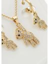 SET DE COLLAR, ARETES, DIJE EN RODIO CON MICROCIRCIONES 